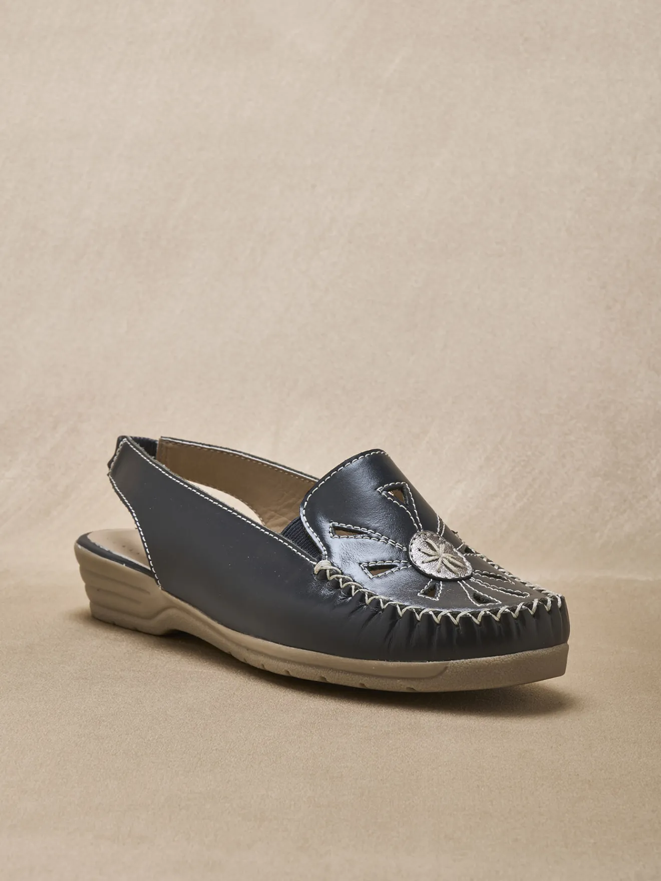 Sandales cuir ajouré élastiquées Femme Sandales