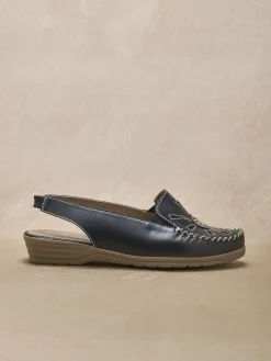 Sandales cuir ajouré élastiquées Femme Sandales