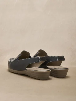 Sandales cuir ajouré élastiquées Femme Sandales