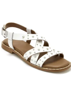 Best Sandales cuir détails cloutés Femme Sandales