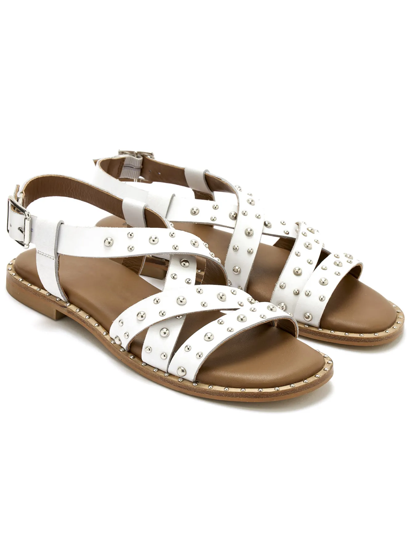 Best Sandales cuir détails cloutés Femme Sandales