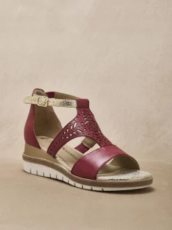 Outlet Sandales cuir motifs ajourés Femme Sandales