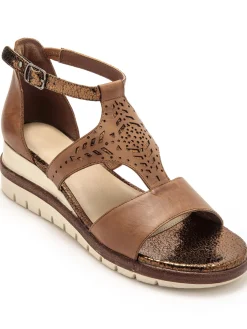 Hot Sandales cuir motifs ajourés Femme Sandales