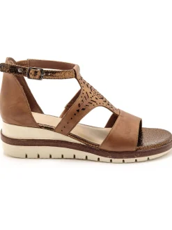 Hot Sandales cuir motifs ajourés Femme Sandales