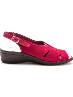 New Sandales cuir velours grande largeur Femme Sandales