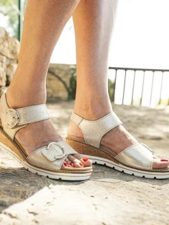 Discount Sandales double scratch semelle amovible Femme Sandales