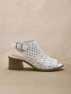 Outlet Sandales montantes cuir perforé Femme Sandales