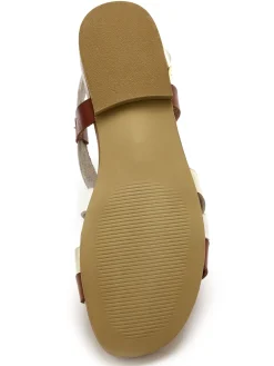 New Sandales plates en cuir Femme Sandales