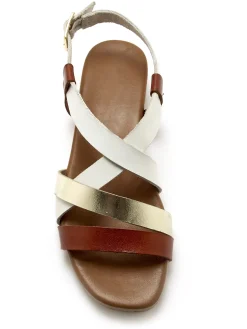 New Sandales plates en cuir Femme Sandales