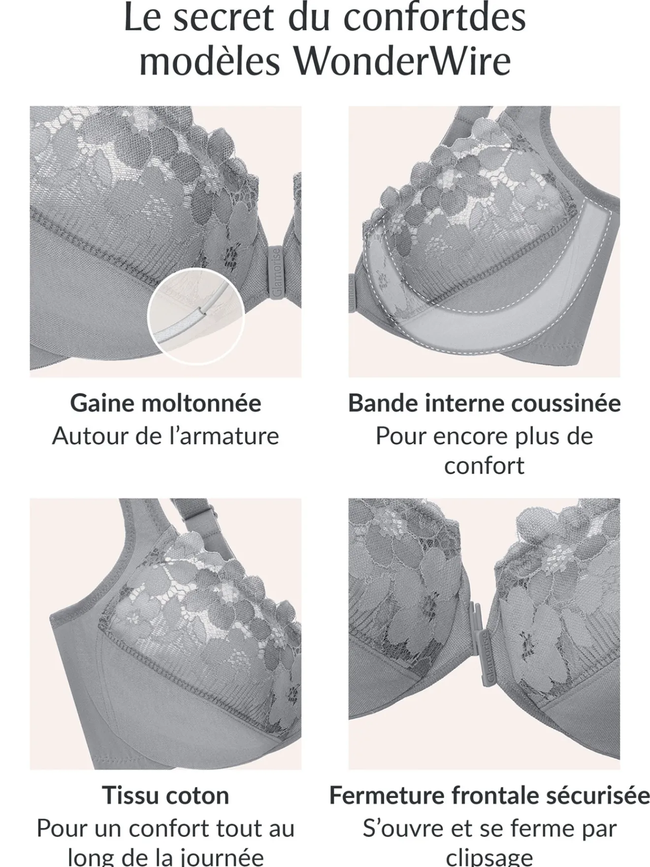 New Soutien-gorge à armatures ouvert devant Emboîtant|Avec Armatures