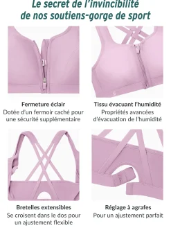 Discount Soutien-gorge sport fermeture éclair Sans Armatures