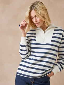 Hot Sweat-shirt col camionneur zippé Femme Pull