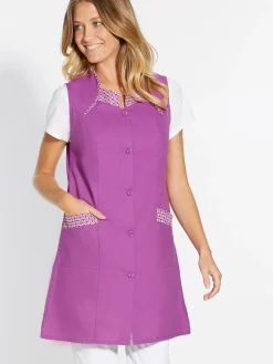 Online Tablier 3/4 sans manches tout boutonné Femme Tablier