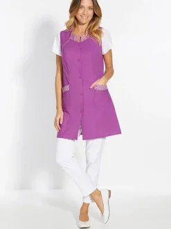 Online Tablier 3/4 sans manches tout boutonné Femme Tablier