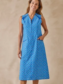 Clearance Tablier zippé imprimé sans manches Femme Tablier