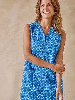 Clearance Tablier zippé imprimé sans manches Femme Tablier