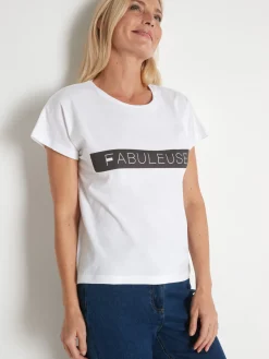 Clearance Tee-shirt à message "Fabuleuse" Femme T-Shirt