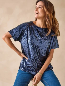 New Tee-shirt à sequins Femme T-Shirt