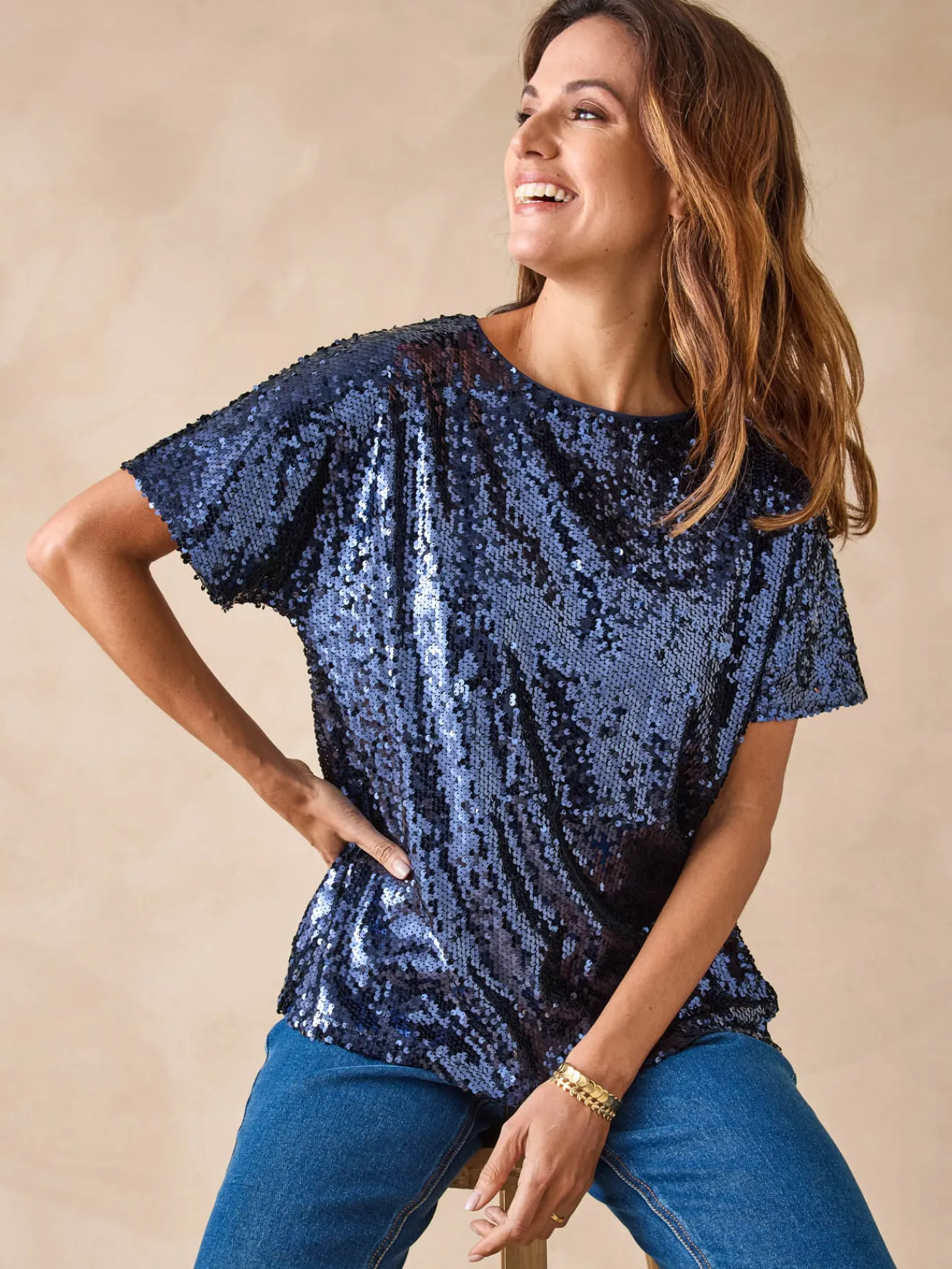 New Tee-shirt à sequins Femme T-Shirt