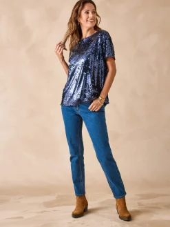 New Tee-shirt à sequins Femme T-Shirt