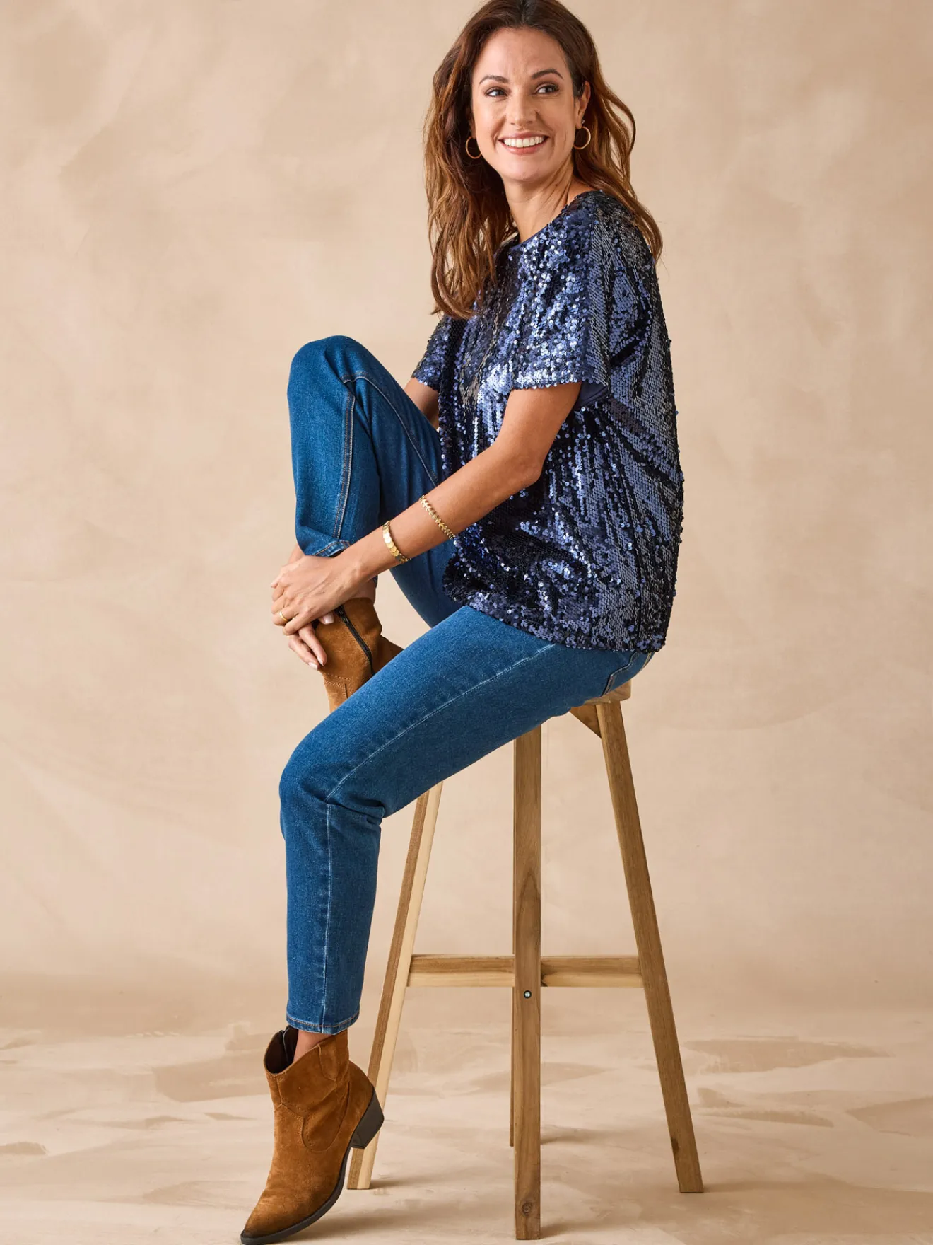 New Tee-shirt à sequins Femme T-Shirt