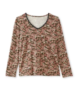 Outlet Tee-shirt avec dentelle à l'encolure Femme T-Shirt