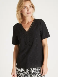 Outlet Tee-shirt avec macramé Femme T-Shirt