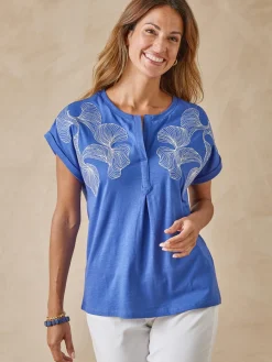 Discount Tee-shirt brodé encolure tunisienne Femme T-Shirt