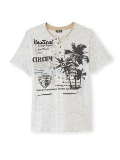 New Tee-shirt chiné motif nautique Homme T-Shirt, Polo