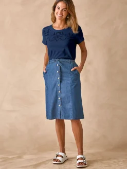 Best Tee-shirt coton à broderies ajourées Femme T-Shirt