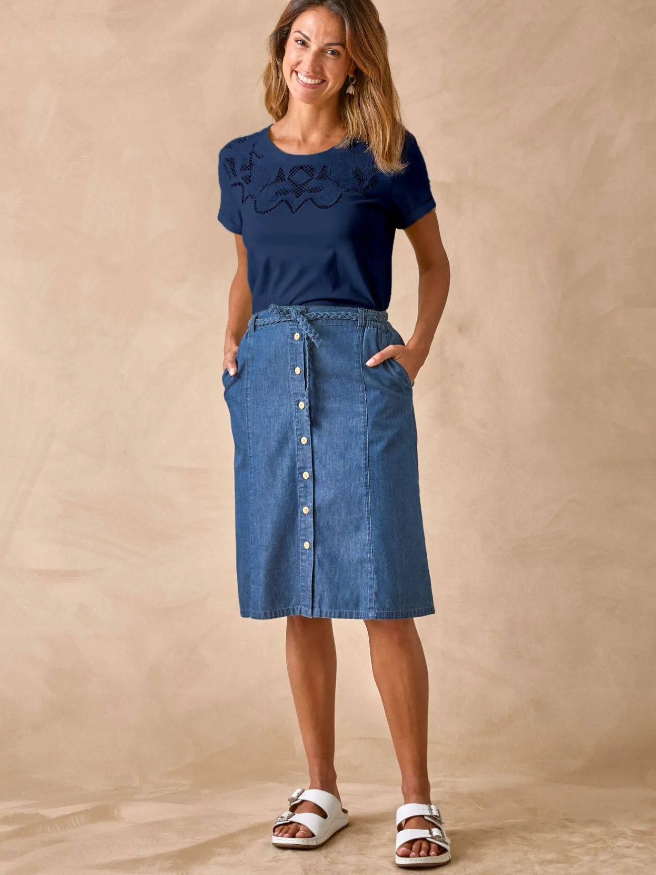 Best Tee-shirt coton à broderies ajourées Femme T-Shirt