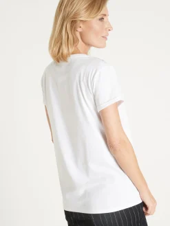 Clearance Tee-shirt coton à broderies ajourées Femme T-Shirt
