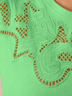 Sale Tee-shirt coton à broderies ajourées Femme T-Shirt