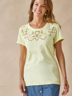 Best Tee-shirt coton à broderies ajourées Femme T-Shirt