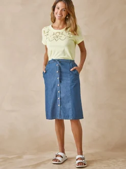 Best Tee-shirt coton à broderies ajourées Femme T-Shirt