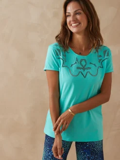 Clearance Tee-shirt coton à broderies ajourées Femme T-Shirt