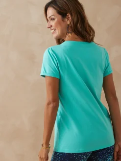 Clearance Tee-shirt coton à broderies ajourées Femme T-Shirt