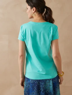 Clearance Tee-shirt coton à broderies ajourées Femme T-Shirt