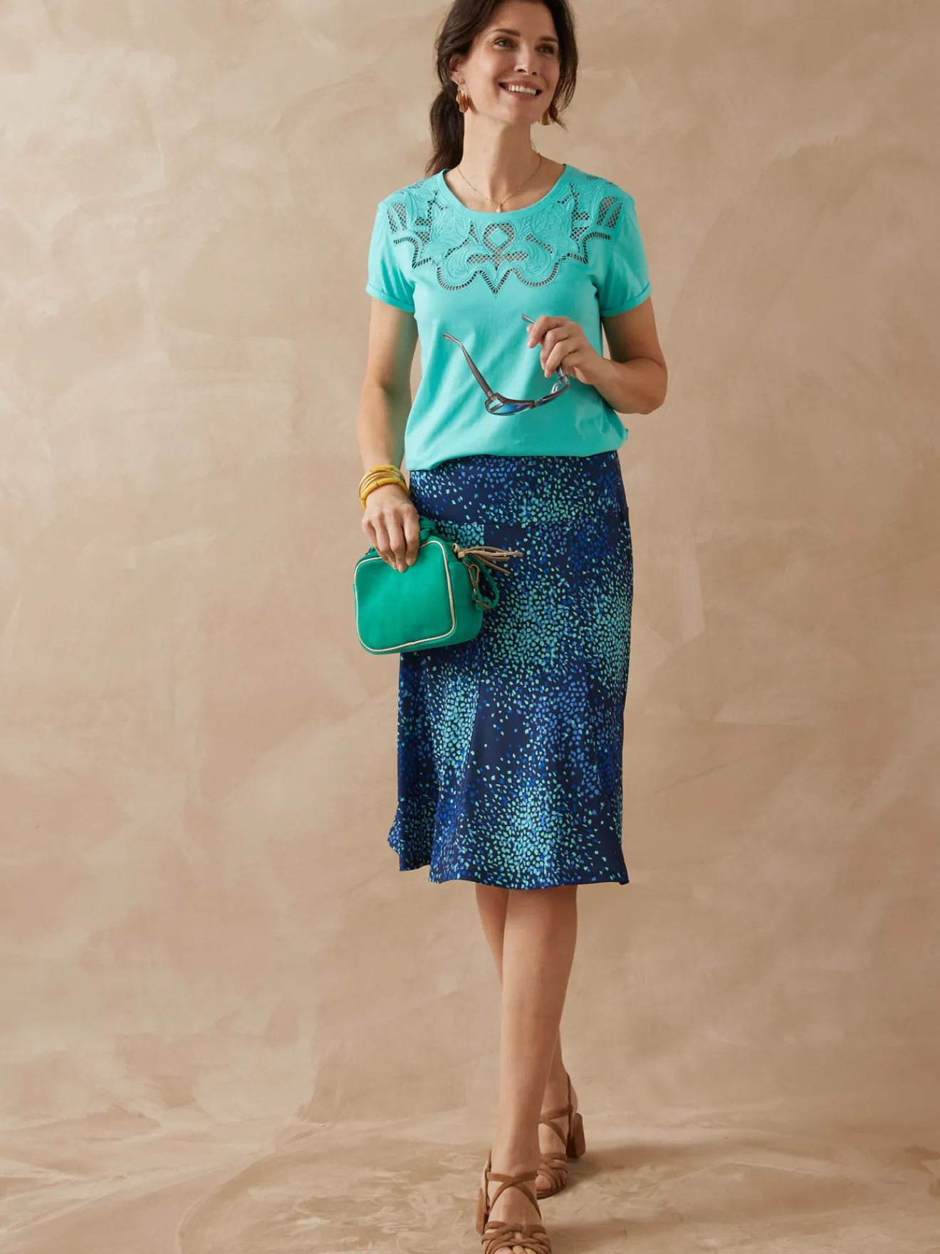 Clearance Tee-shirt coton à broderies ajourées Femme T-Shirt