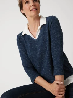 Clearance Tee-shirt effet 2 en 1 Femme T-Shirt