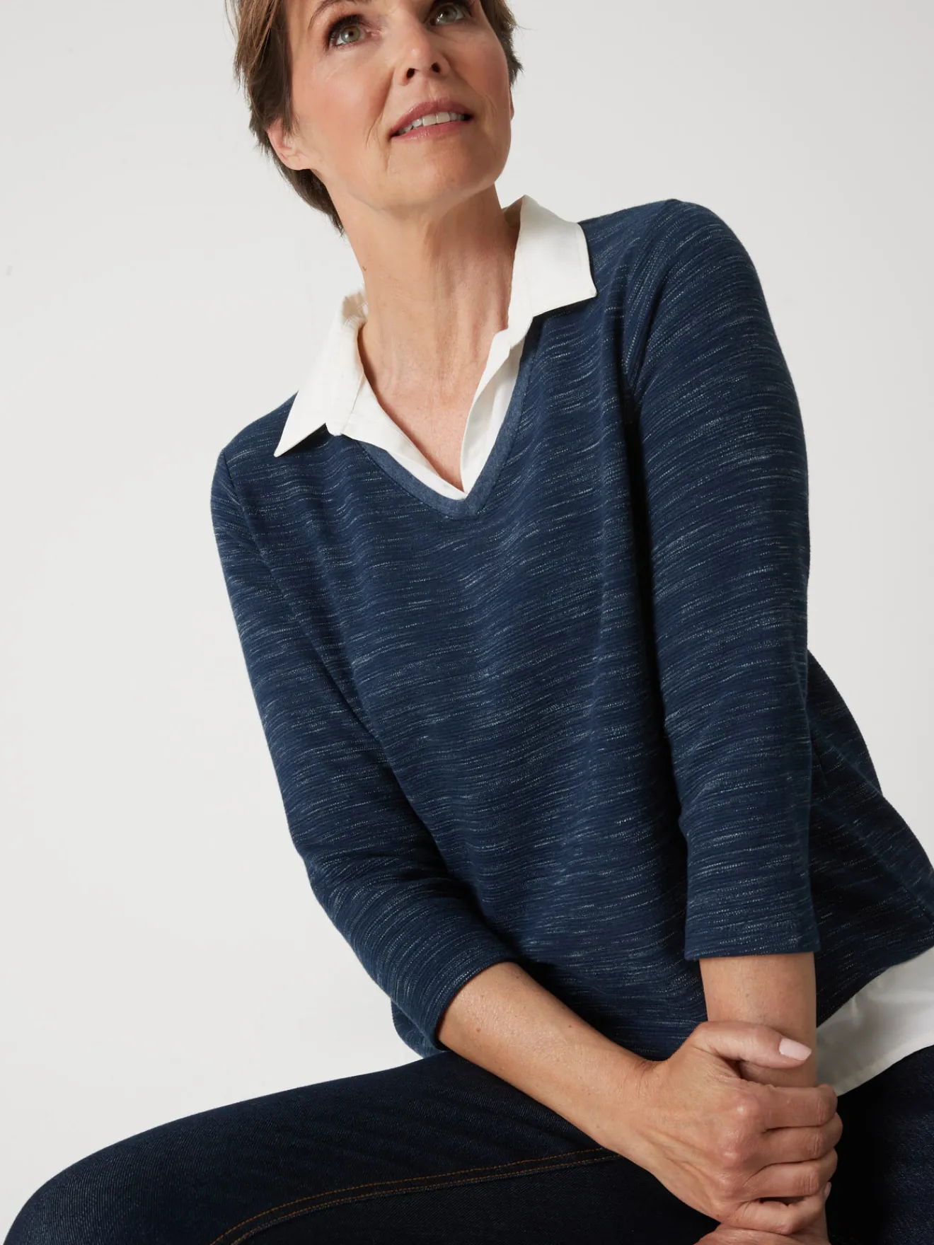 Clearance Tee-shirt effet 2 en 1 Femme T-Shirt