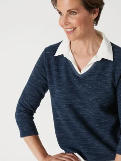 Clearance Tee-shirt effet 2 en 1 Femme T-Shirt