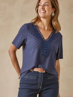 Hot Tee-shirt en maille fantaisie. Femme T-Shirt