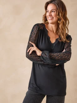 Hot Tee-shirt fantaisie avec dentelle Femme T-Shirt