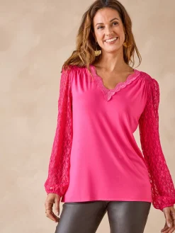 New Tee-shirt fantaisie avec dentelle Femme T-Shirt