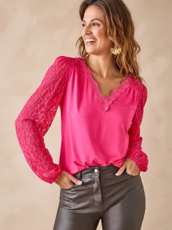 New Tee-shirt fantaisie avec dentelle Femme T-Shirt