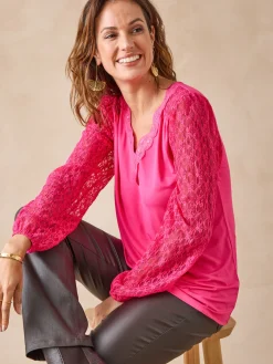 New Tee-shirt fantaisie avec dentelle Femme T-Shirt