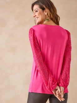 New Tee-shirt fantaisie avec dentelle Femme T-Shirt