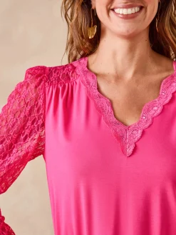 New Tee-shirt fantaisie avec dentelle Femme T-Shirt