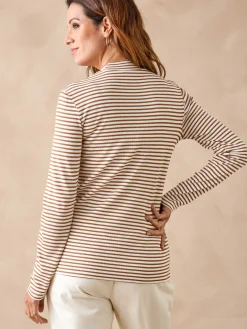 Tee-shirt maille côtelée manches longues Femme Pull|T-Shirt